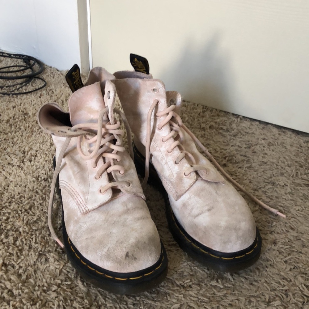 Dr. Martens 1460 Pascal Tie Dye Leather Boots Lace Up Light Pink